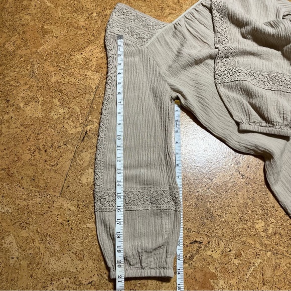 Soft Surroundings Sand Dune Asilah Crochet Lace Peasant Blouse Sz L - Picture 12 of 12